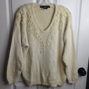 VTG IB Diffusion "L" Silk, Angora, Lambswool; Embellished; Eclectic Grandmother